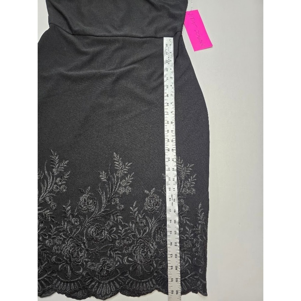 NWT Betsey Johnson Black Dress‎ One Shoulder Floral Embroidery Party Cocktail - Picture 8 of 12